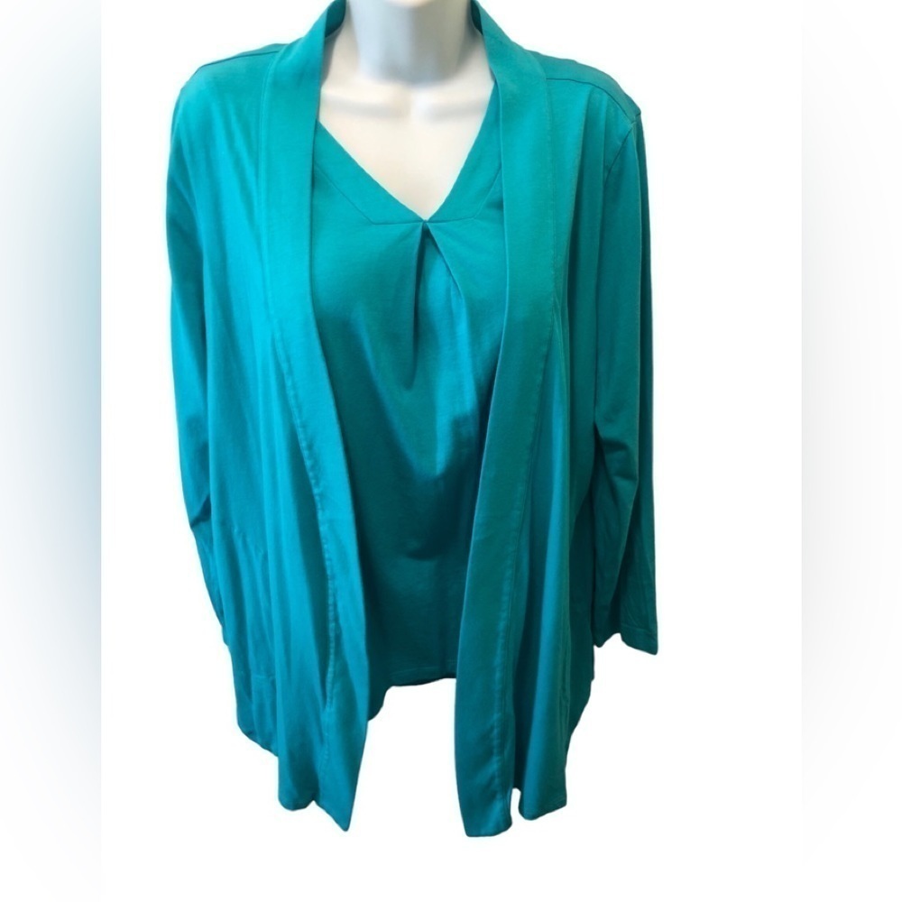 Carole Hochman Heavenly Soft Sleepwear Cardigan & Tank Size M Teal Lounge Wear